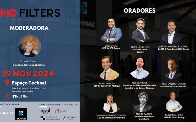 «Diário Imobiliário» promove conferência "NO FILTERS" no dia 19 de Novembro, às 17H