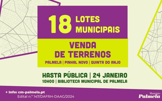 Palmela coloca 18 terrenos urbanos em hasta pública